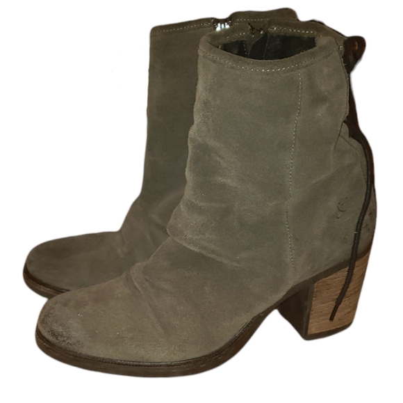 Bos. & Co. Olive Suede Block Heel Boots - Picture 3 of 5